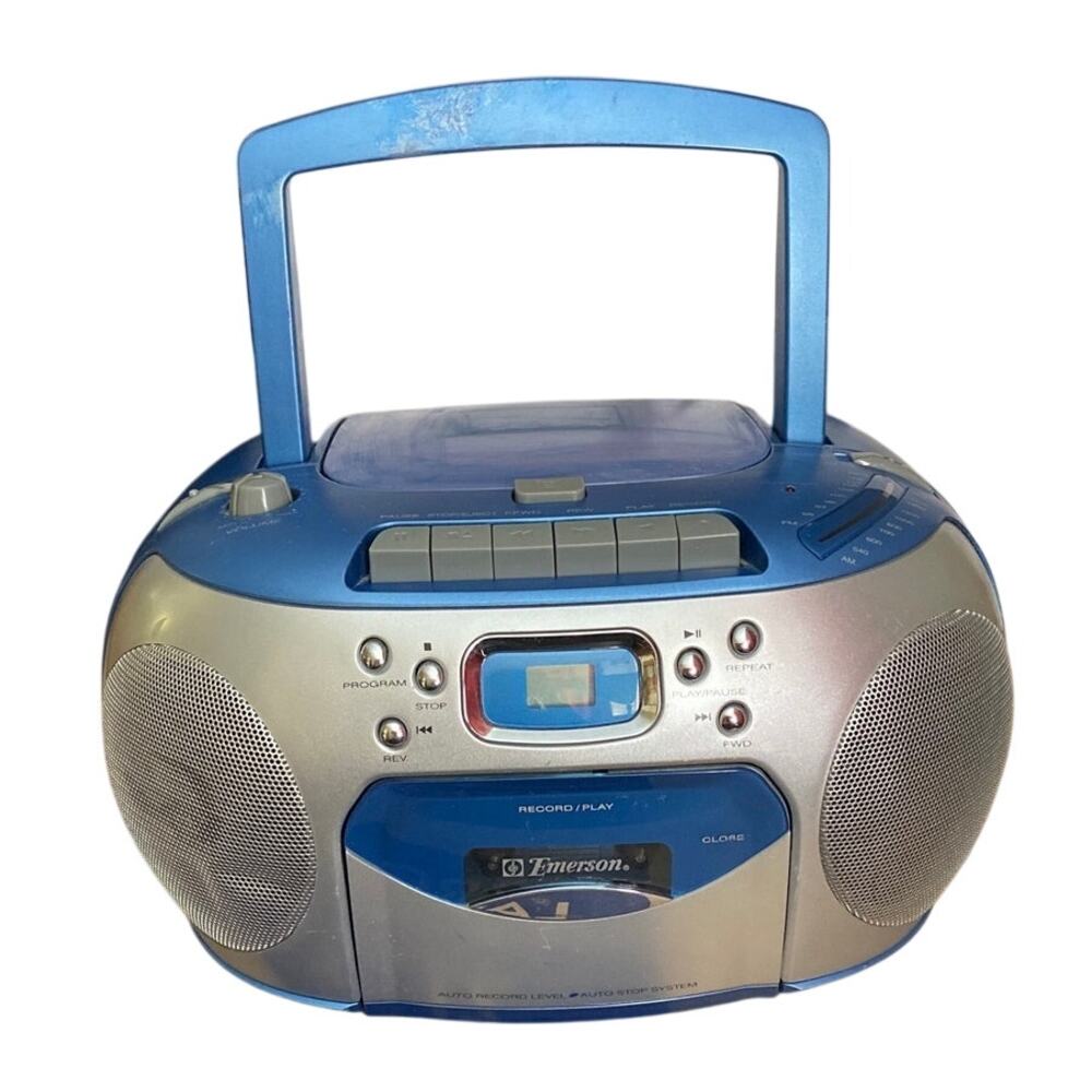 Emerson PD6548BL Y2K Portable CD Cassette Player AM/FM Radio Boombox Tested